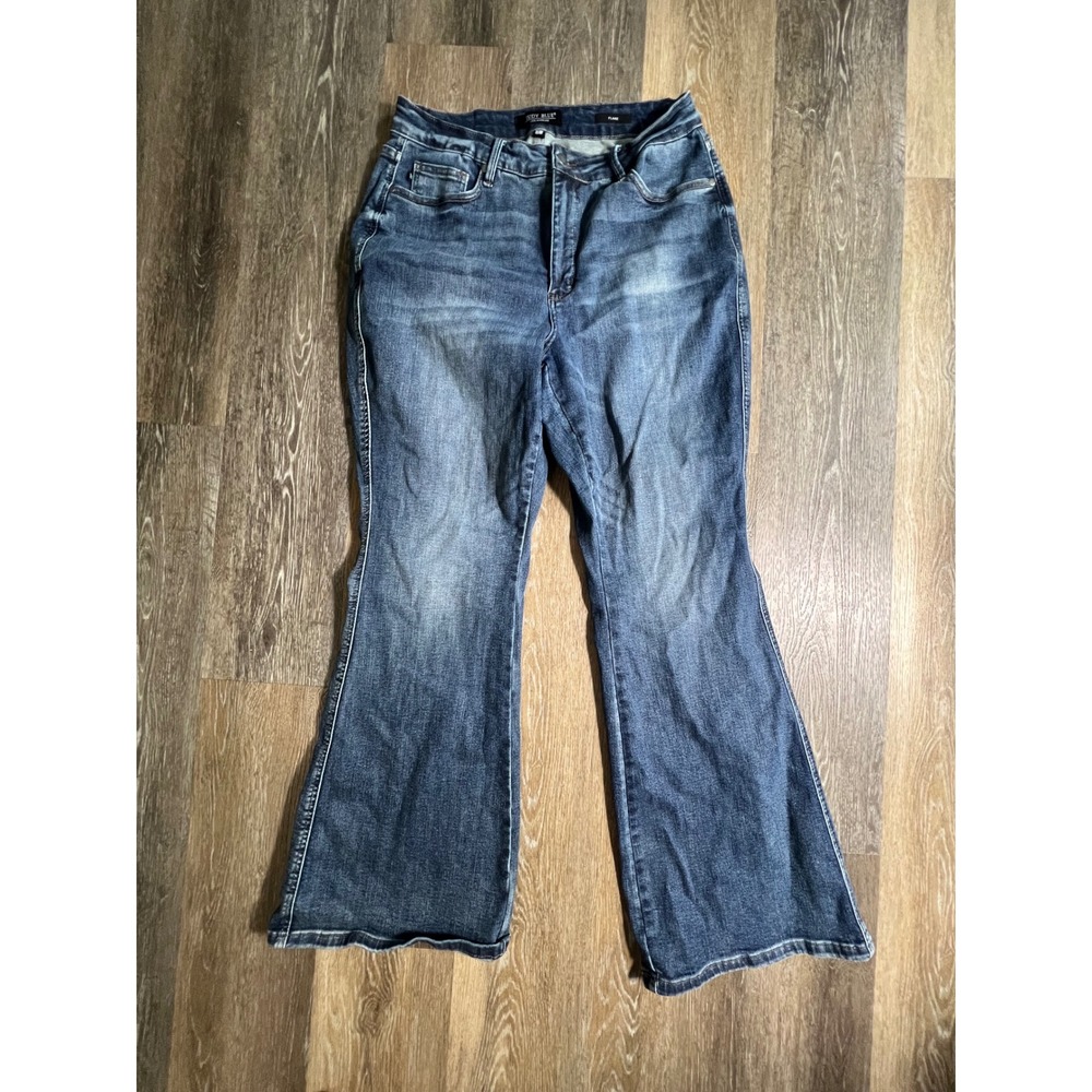 Judy Blue Flare Jeans Women 16W Blue High Rise Stretch Denim 2257 - Picture 1 of 8